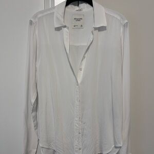 Abercrombie & Fitch White Semi-Sheer Button-Down Shirt